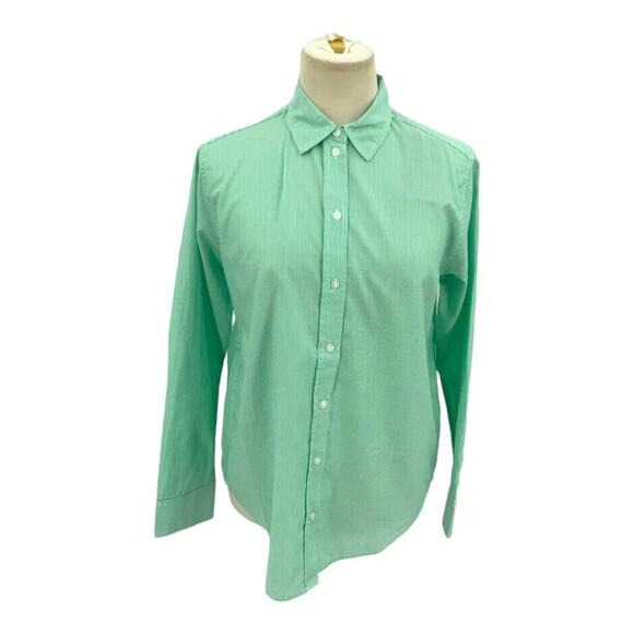 Everlane 100% Cotton Green Striped Button Down Oversized Shirt Size 2 NWT - Picture 1 of 7